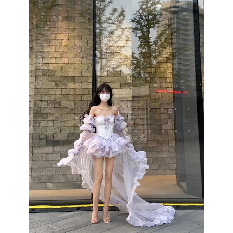 ハイエンドチューブトッププリンセスドレス女性スーパーフェアリードレス痩身テールドレス