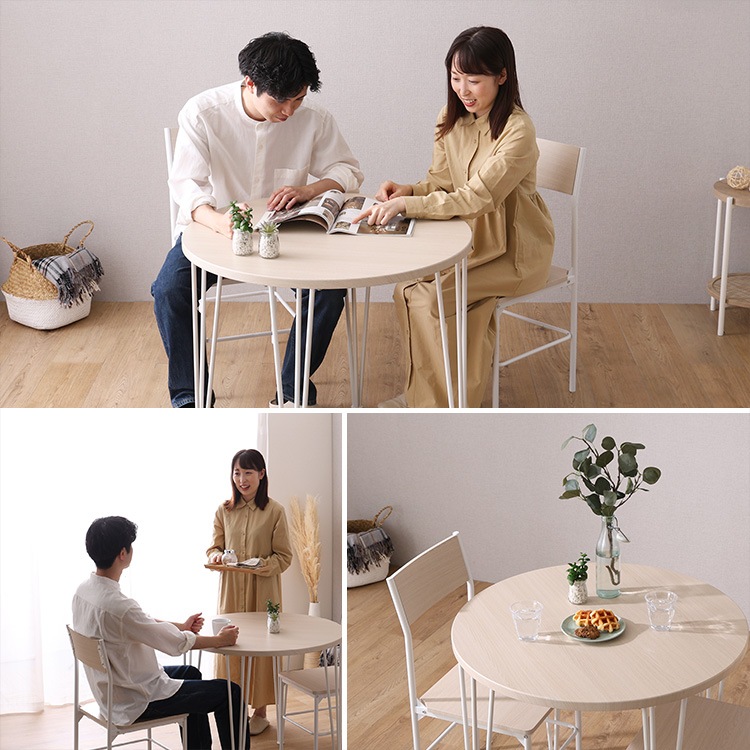 さわやかな円形ダイニング3点セット