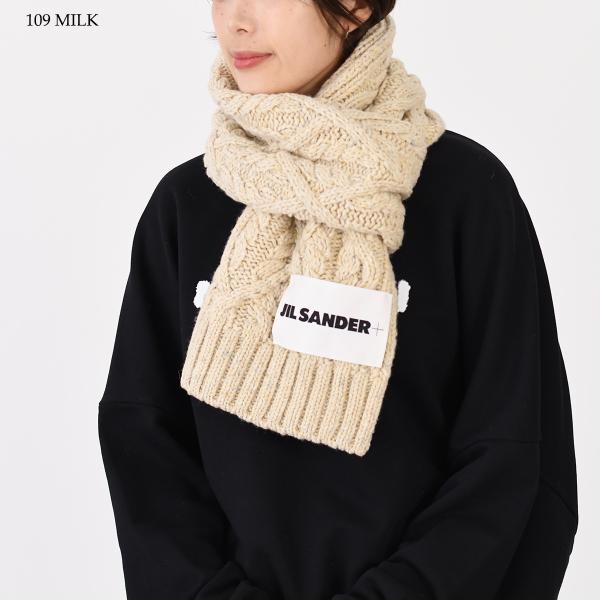 マフラー スカーフ ロゴラベル J40TE0007 J14522 ケーブル レディース ユニセックス MILK 防寒 ベージュ マフラー スカーフ ロゴラベル J40TE0007 J14522 ケーブル レディース ユニセックス MILK 防寒 ベージュ