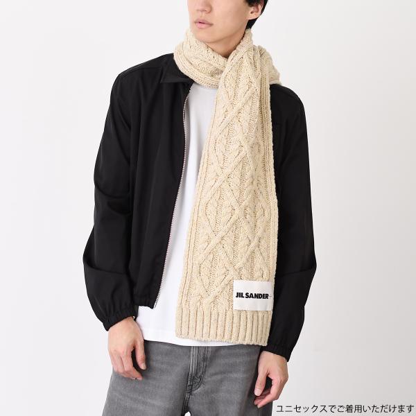 マフラー スカーフ ロゴラベル J40TE0007 J14522 ケーブル レディース ユニセックス MILK 防寒 ベージュ マフラー スカーフ ロゴラベル J40TE0007 J14522 ケーブル レディース ユニセックス MILK 防寒 ベージュ