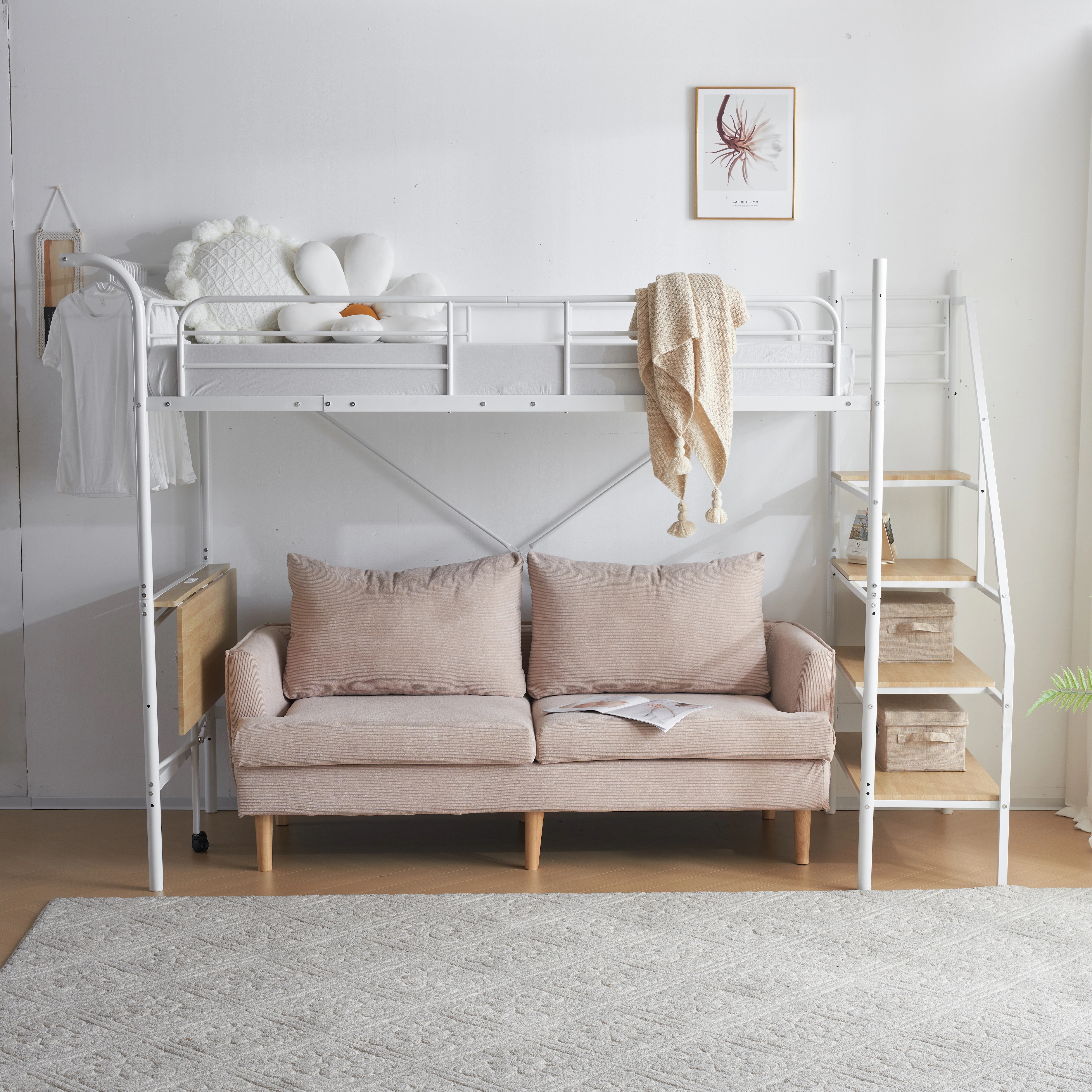 102【元SKU:SA308461BAA】システムベット ロフトベッド シングル デスク付き コンセント付き 収納付き ハンガーポール付き 耐荷重150kg 北欧風 スチール 耐震 102【元SKU:SA308461BAA】システムベット ロフトベッド シングル デスク付き コンセント付き 収納付き ハンガーポール付き 耐荷重150kg 北欧風 スチール 耐震