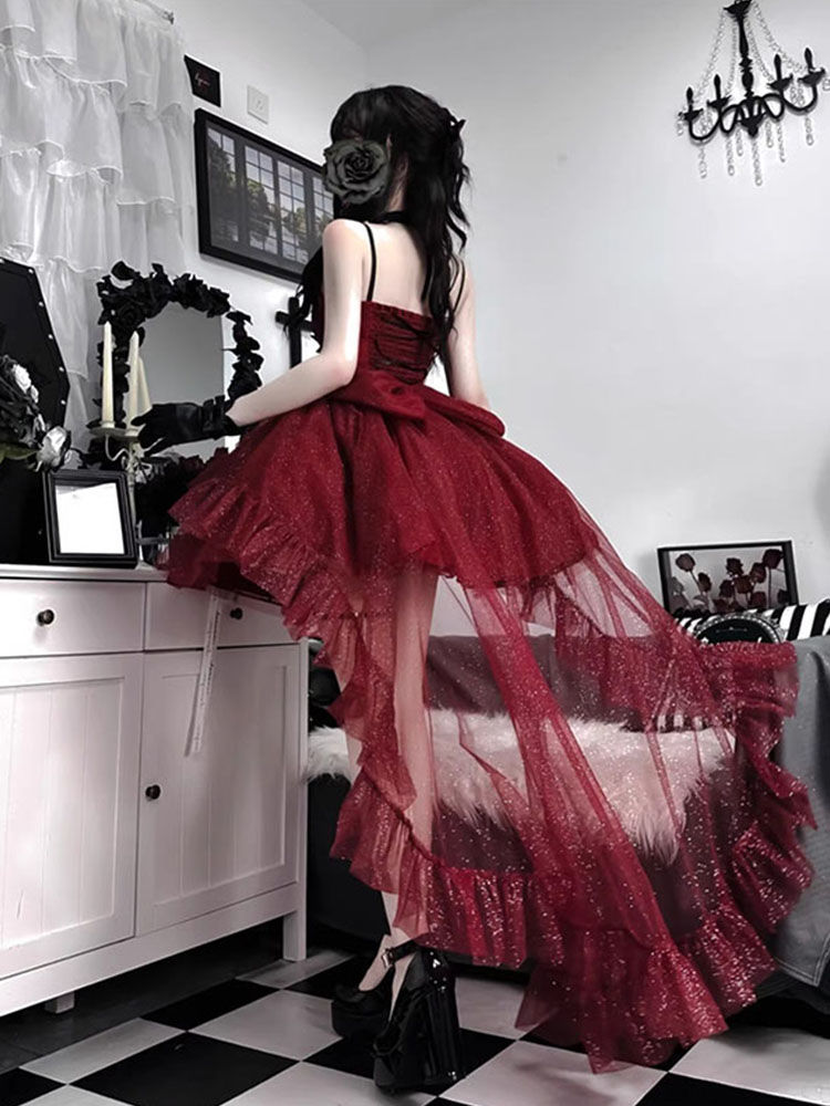 【2枚購入で 3oo円OFF!】レッドドレス ライトドレス プリンセスドレス ロリータ キュート スウィート スーパー 微ラメ ロリータ トレーリングチュチュスカート 夏 【2枚購入で 3oo円OFF!】レッドドレス ライトドレス プリンセスドレス ロリータ キュート スウィート スーパー 微ラメ ロリータ トレーリングチュチュスカート 夏