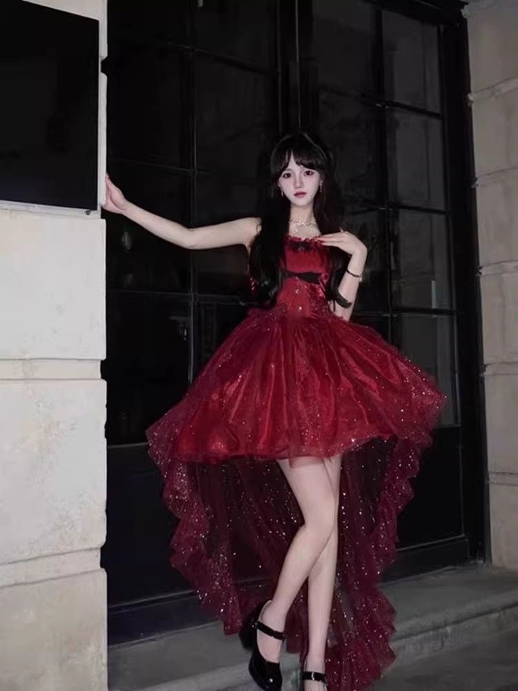 【2枚購入で 3oo円OFF!】レッドドレス ライトドレス プリンセスドレス ロリータ キュート スウィート スーパー 微ラメ ロリータ トレーリングチュチュスカート 夏 【2枚購入で 3oo円OFF!】レッドドレス ライトドレス プリンセスドレス ロリータ キュート スウィート スーパー 微ラメ ロリータ トレーリングチュチュスカート 夏