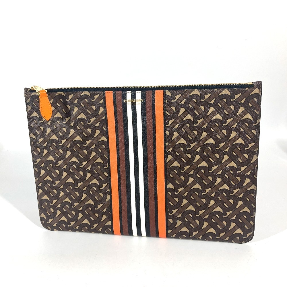 クラッチバッグ TBロゴ ポーチ カバン セカンドバッグ レザー ブラウン