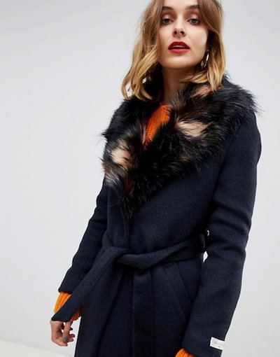 ジャンニ フェロー レディース コート アウター Gianni Feraud duster coat with faux fur collar ジャンニ フェロー レディース コート アウター Gianni Feraud duster coat with faux fur collar