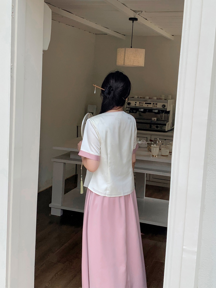 【ぽちゃまに】 夏 中華風 上下セット ブラウス+スカート チャイナ風 大きいサイズ 体型カバー レディース セットアップ メガ割 【ぽちゃまに】 夏 中華風 上下セット ブラウス+スカート チャイナ風 大きいサイズ 体型カバー レディース セットアップ メガ割