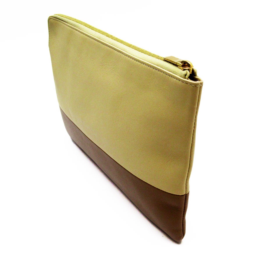 セリーヌ CELINE クラッチバッグ レザー クリームブラウン ユニセックス t19216a セリーヌ CELINE クラッチバッグ レザー クリームブラウン ユニセックス t19216a