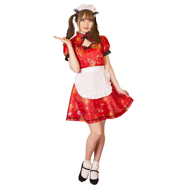 [コスプレ衣装/コスチューム] ロイヤルチャイナ チャイナメイド レッド