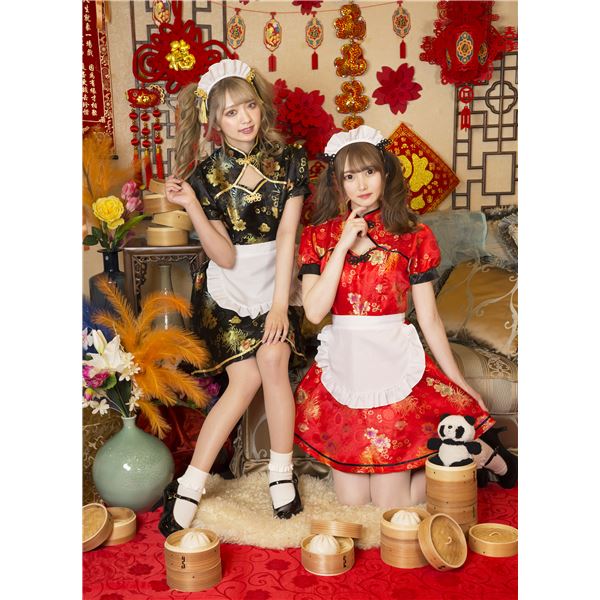 [コスプレ衣装/コスチューム] ロイヤルチャイナ チャイナメイド レッド