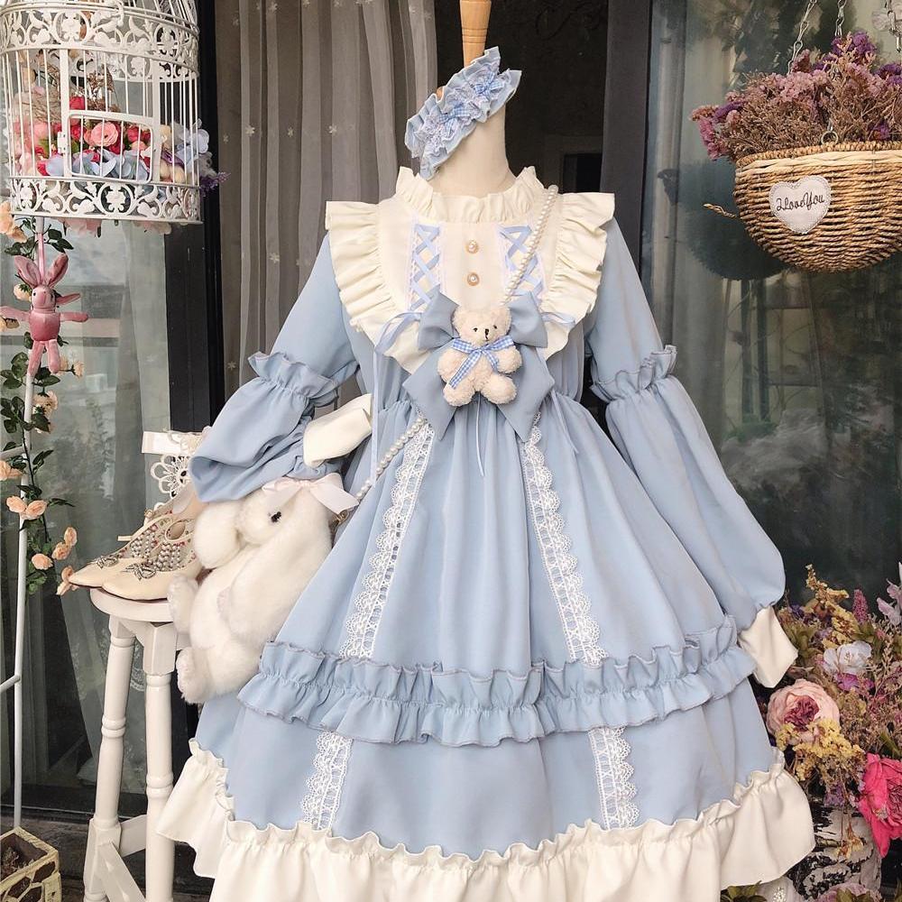 ロリータスカートフルセット和風系かわいいロリ学生服ワンピースロリータワンピース 特価商品 二次元