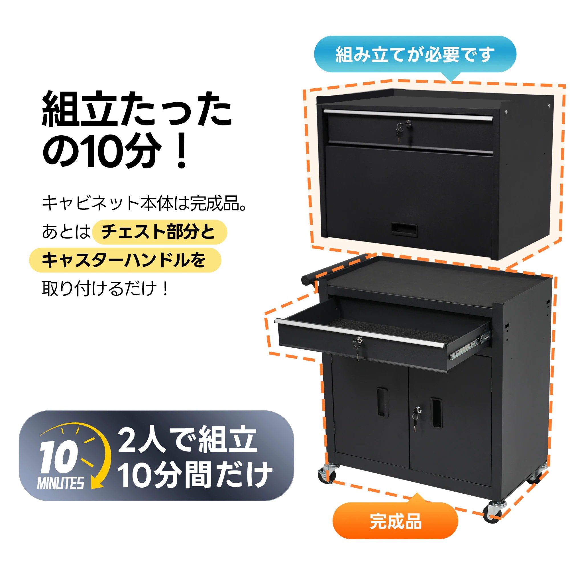 2050ツールキャビネット 多機能 ツールワゴン ツールカート工具カート ロールキャビネット スチール ローラーキャビネット ハンドル W76×D37×H117cm DIY 引き出し 有孔ボード付き