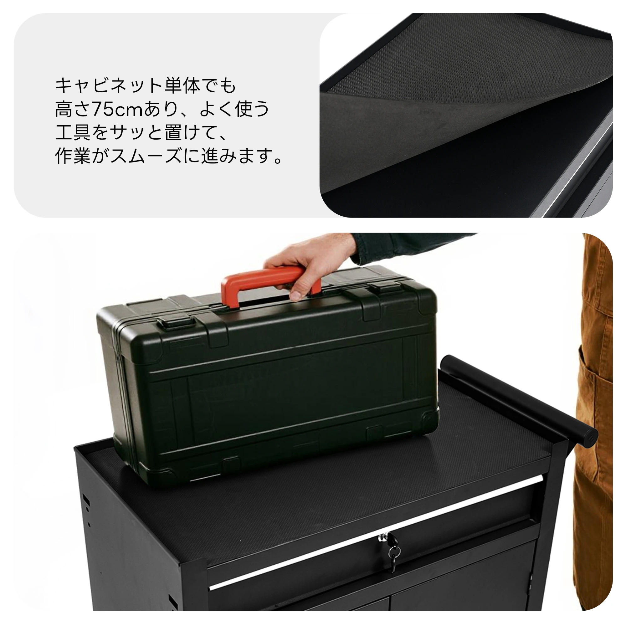 2050ツールキャビネット 多機能 ツールワゴン ツールカート工具カート ロールキャビネット スチール ローラーキャビネット ハンドル W76×D37×H117cm DIY 引き出し 有孔ボード付き