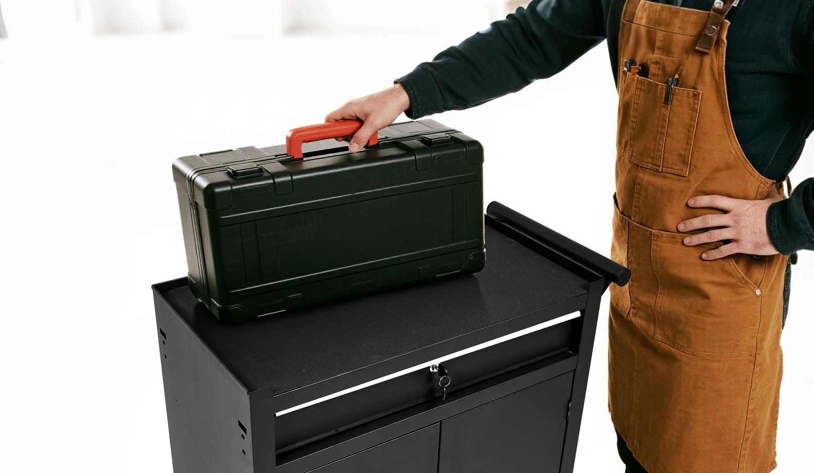 2050ツールキャビネット 多機能 ツールワゴン ツールカート工具カート ロールキャビネット スチール ローラーキャビネット ハンドル W76×D37×H117cm DIY 引き出し 有孔ボード付き