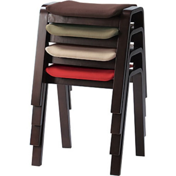 スタッキング スツール オットマン 幅43cm 4脚セット ブラウン 積み重ね可 座敷 和室 客室 応接 店舗 冠婚葬祭