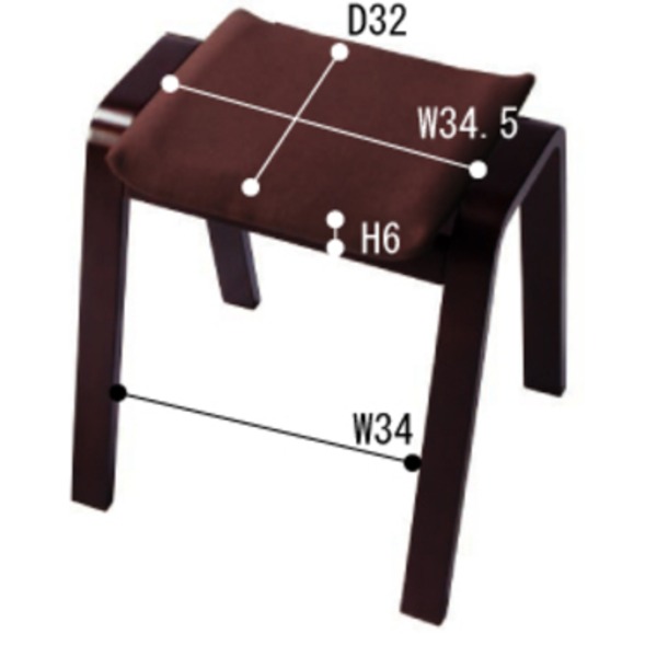 スタッキング スツール オットマン 幅43cm 4脚セット ブラウン 積み重ね可 座敷 和室 客室 応接 店舗 冠婚葬祭