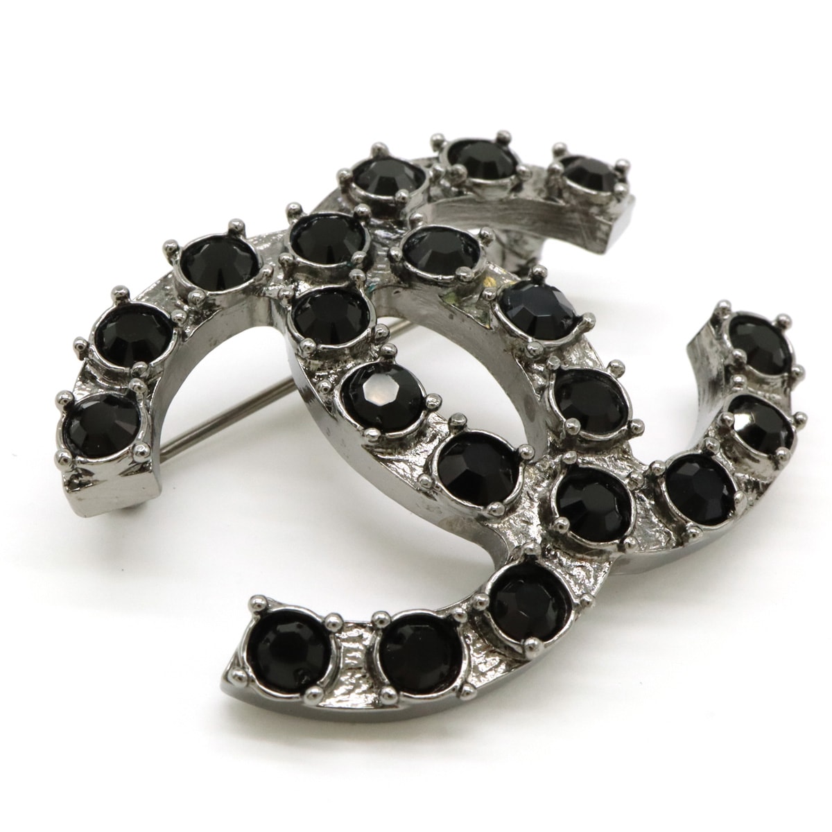 ココマーク ラインストーン ピンブローチ メタル ブラック 黒 シルバー 05 ココマーク ラインストーン ピンブローチ メタル ブラック 黒 シルバー 05