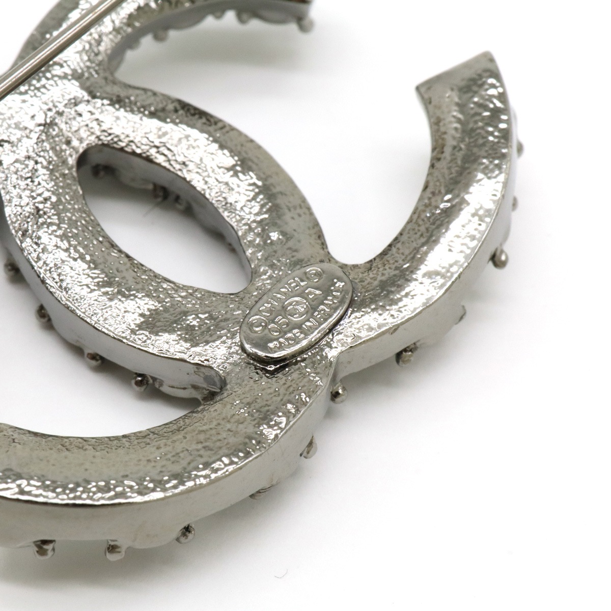 ココマーク ラインストーン ピンブローチ メタル ブラック 黒 シルバー 05 ココマーク ラインストーン ピンブローチ メタル ブラック 黒 シルバー 05