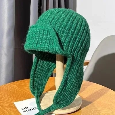 女性と男性のニット生地のトラッパーハット,ニットのイヤーフラップビーニー,女性用のかぎ針編みの帽子,ロシアのボンバーキャップ,kpop,コレクション2023