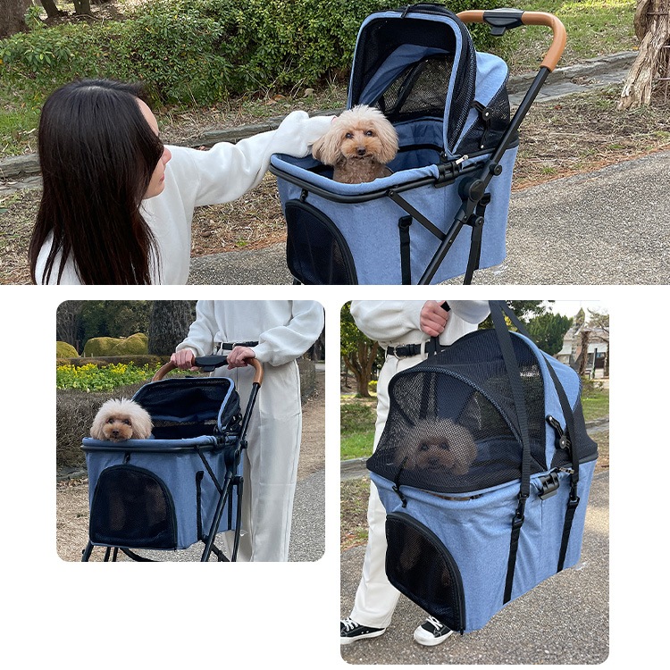 新商品！ 犬 カート 2way ペットカート 分離式 フルオープン 4輪 多頭 小型犬 中型犬 キャリー バスケット ペットバギー ドッグカート 折り畳み犬 おしゃれ 多頭飼い撥水生地 自立式 コ