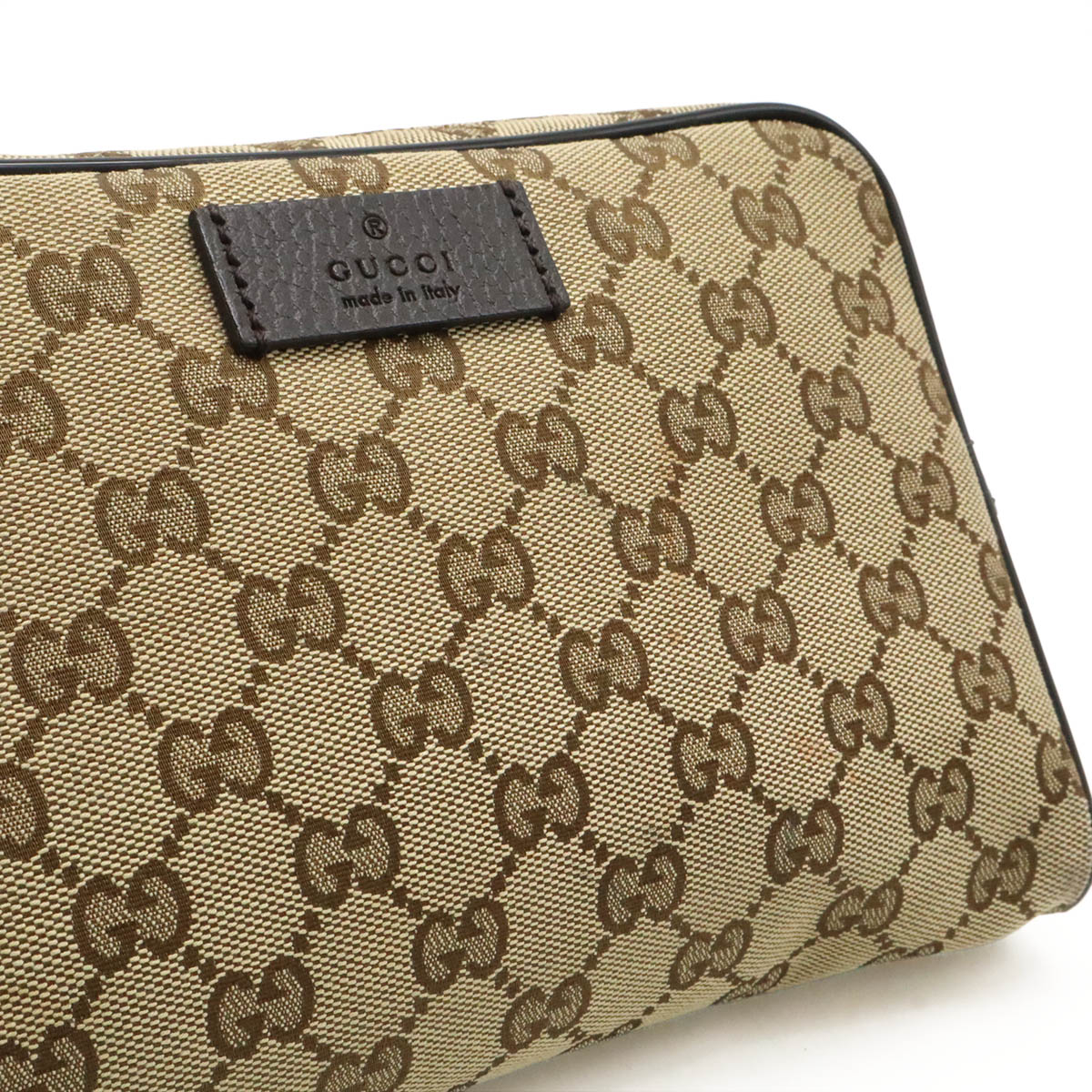 GGキャンバス ボディバッグ ウエストバッグ ウエストポーチ レザー ベージュ ダークブラウン 茶 アウトレット品 44917 GGキャンバス ボディバッグ ウエストバッグ ウエストポーチ レザー ベージュ ダークブラウン 茶 アウトレット品 44917