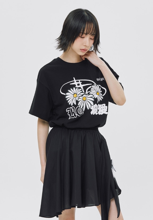 ROMANTIC CROWN】 TRIPLE DAISY MIXED LOGO TEE SHIRT Tシャツ