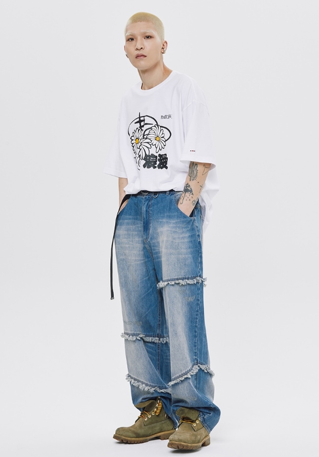 ROMANTIC CROWN】 TRIPLE DAISY MIXED LOGO TEE SHIRT