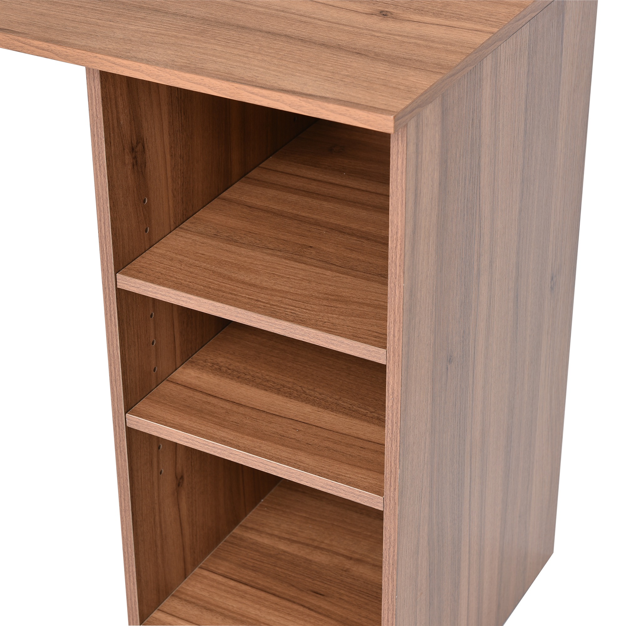 【新品登場】パソコンデスク 3段シェルフ付 オフィスデスク 簡易デスク 木製 ミシン台 学習机 アジャスター付き【ダークブラウン】 【新品登場】パソコンデスク 3段シェルフ付 オフィスデスク 簡易デスク 木製 ミシン台 学習机 アジャスター付き【ダークブラウン】