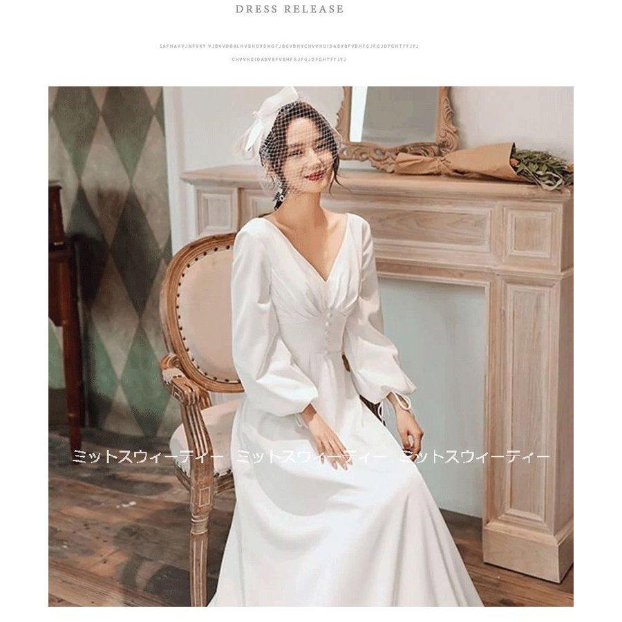 韓国ファッション披露宴 ウエディングドレス 結婚式 ロングドレス 二次会ドレス 花嫁 パーティードレス レストランウェディング ウェディングドレス 長袖 二次会 aラインドレス