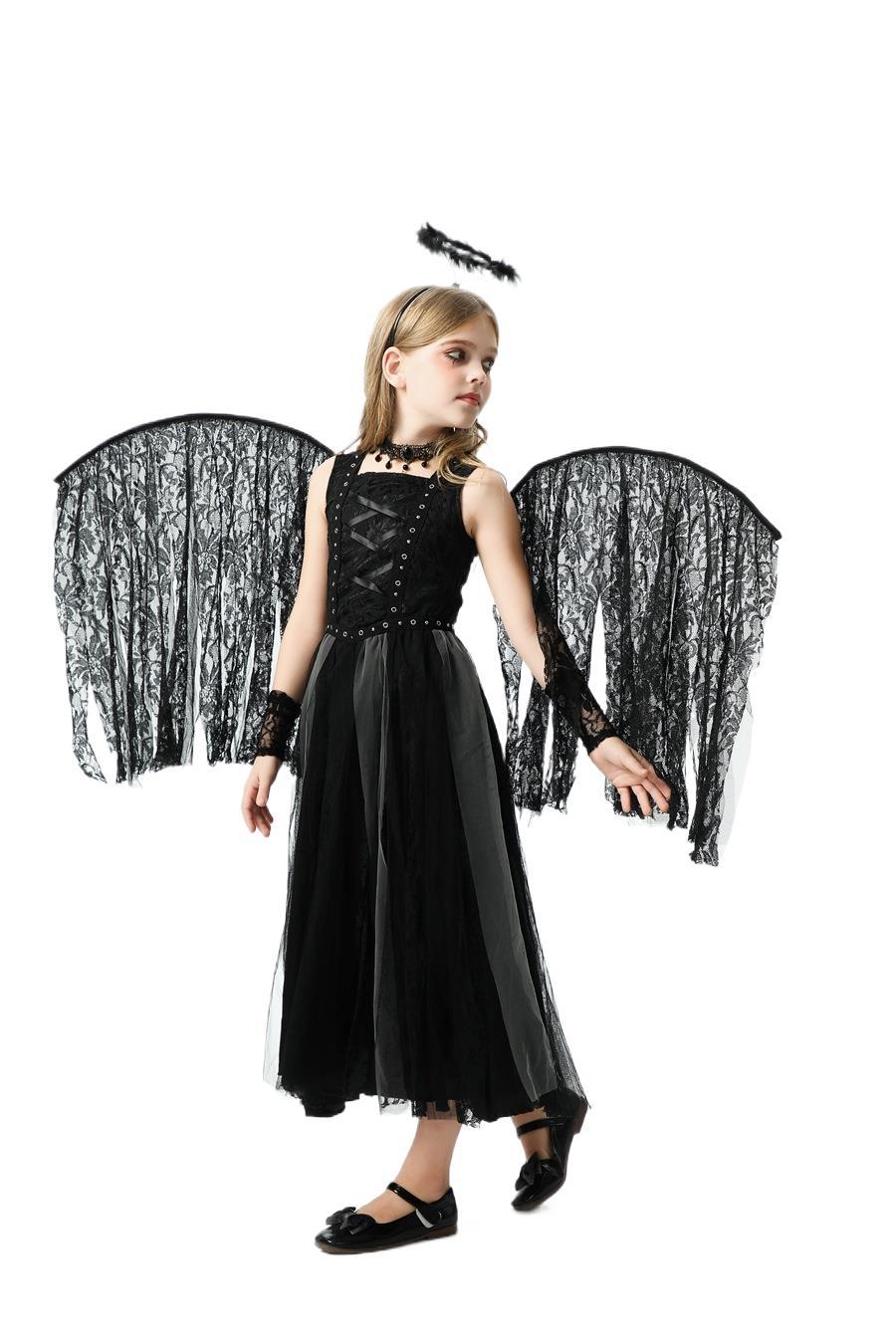 2025ハロウィン子供用コスチューム天使悪魔欧米の女の子コスナイトエルフ子供服パフォーマンスドレス