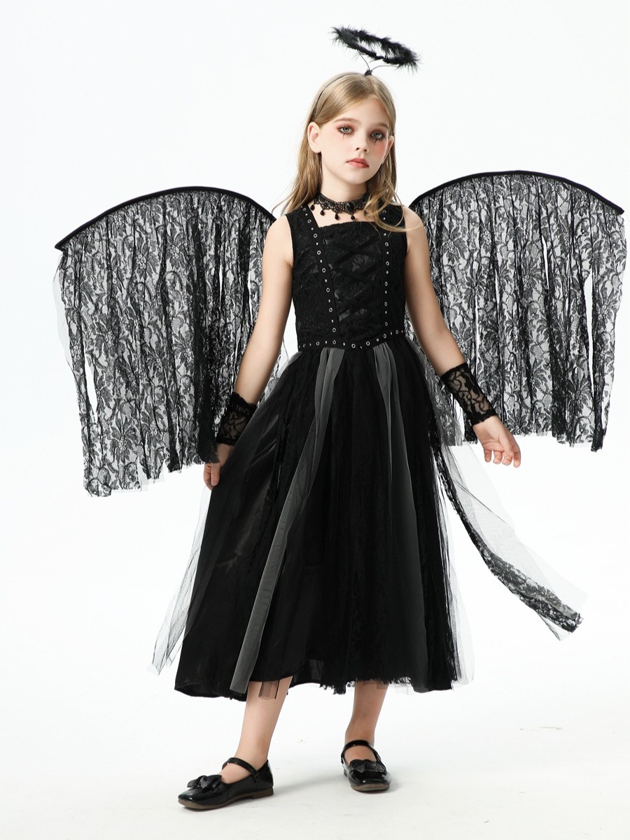 2025ハロウィン子供用コスチューム天使悪魔欧米の女の子コスナイトエルフ子供服パフォーマンスドレス