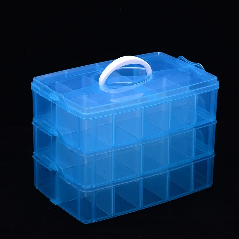 ジュエリー用透明収納ボックス,3層,30コンパートメント,透明ケース,ビーズ,オーガナイザー