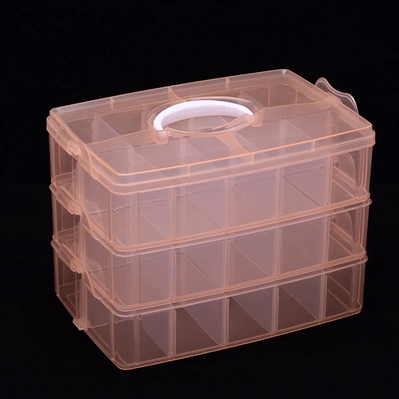 ジュエリー用透明収納ボックス,3層,30コンパートメント,透明ケース,ビーズ,オーガナイザー