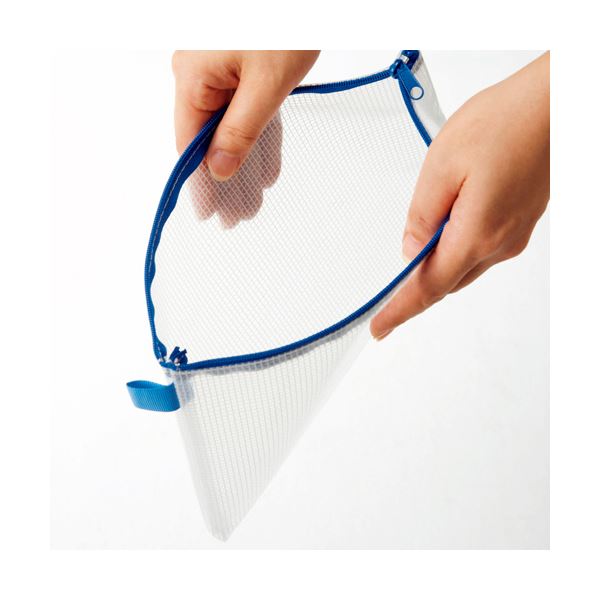 (まとめ）TANOSEE メッシュケース A3タテ340×ヨコ470mm 青 1セット(20枚)(×3セット)