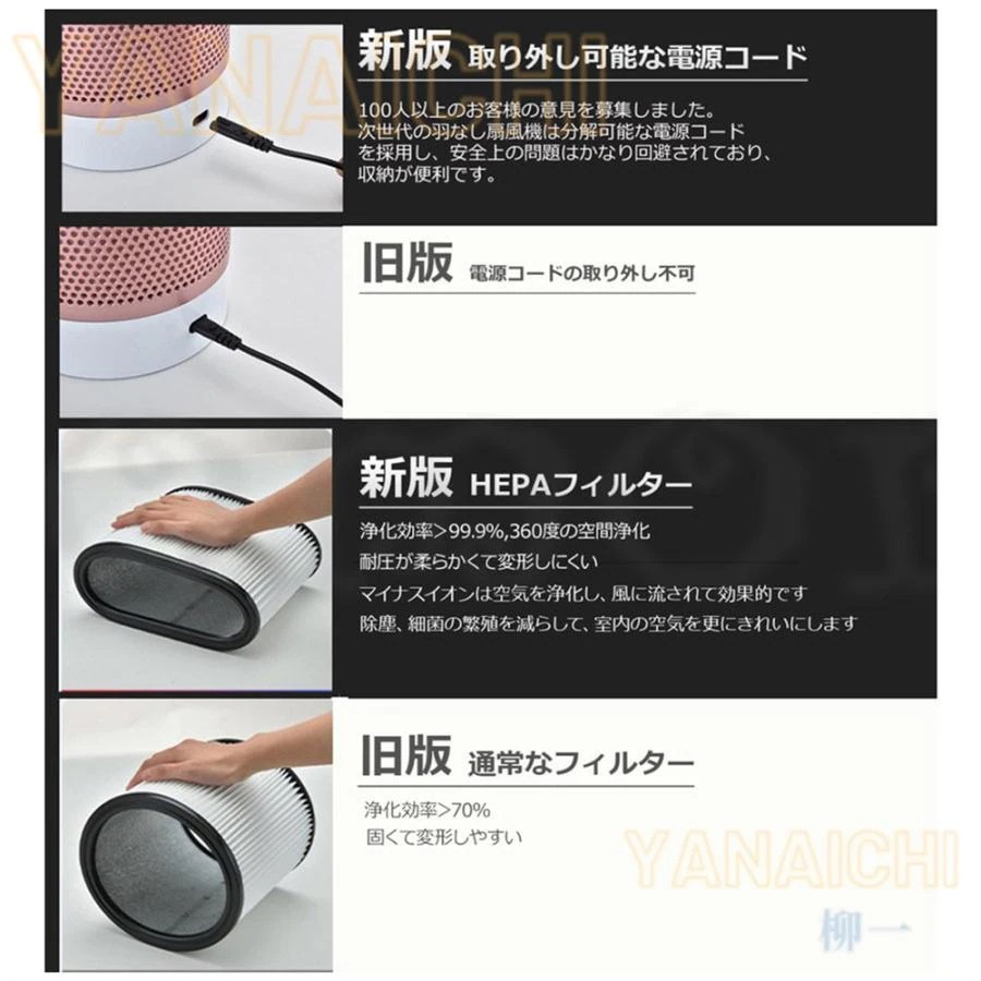 Hot!!!サーキュレーター 羽根なし扇風機 リモコン付き 空気浄化扇風機 送風機 無羽根 扇風機 空気清浄機能付 サイレントホーム 静音 安心 安全