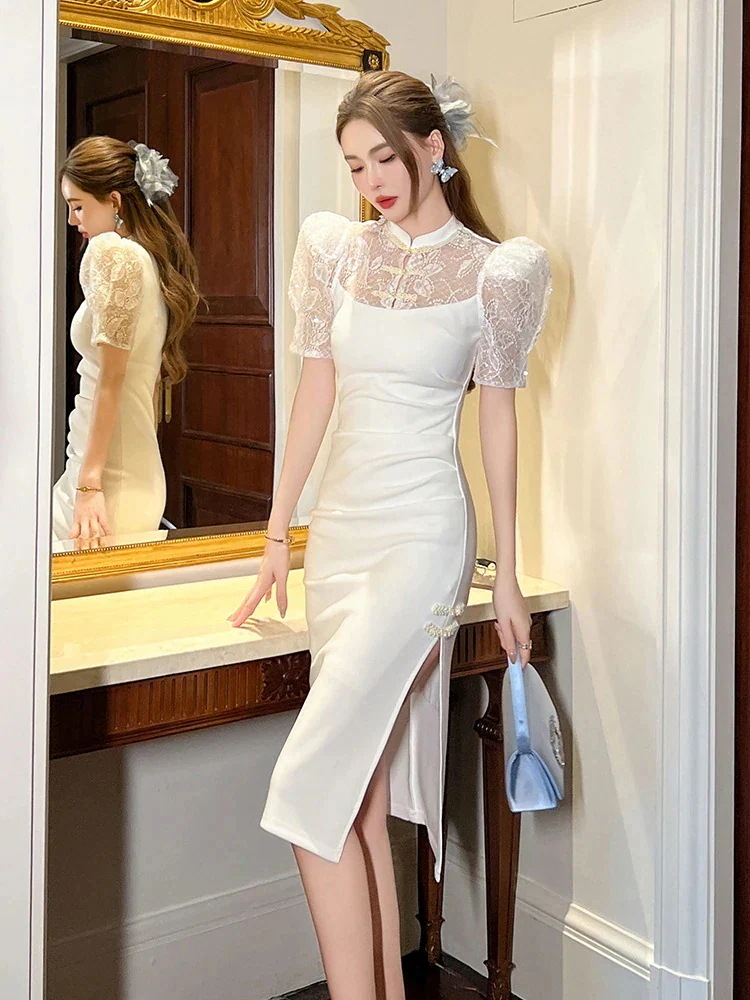 夏 披露宴 ウェディング チャイナ 中華風 刺繍 レース 大人 ワンピース キャバ 演奏会 二次会 結婚式 パーティー 同窓会 卒業式 pattayablatt.com