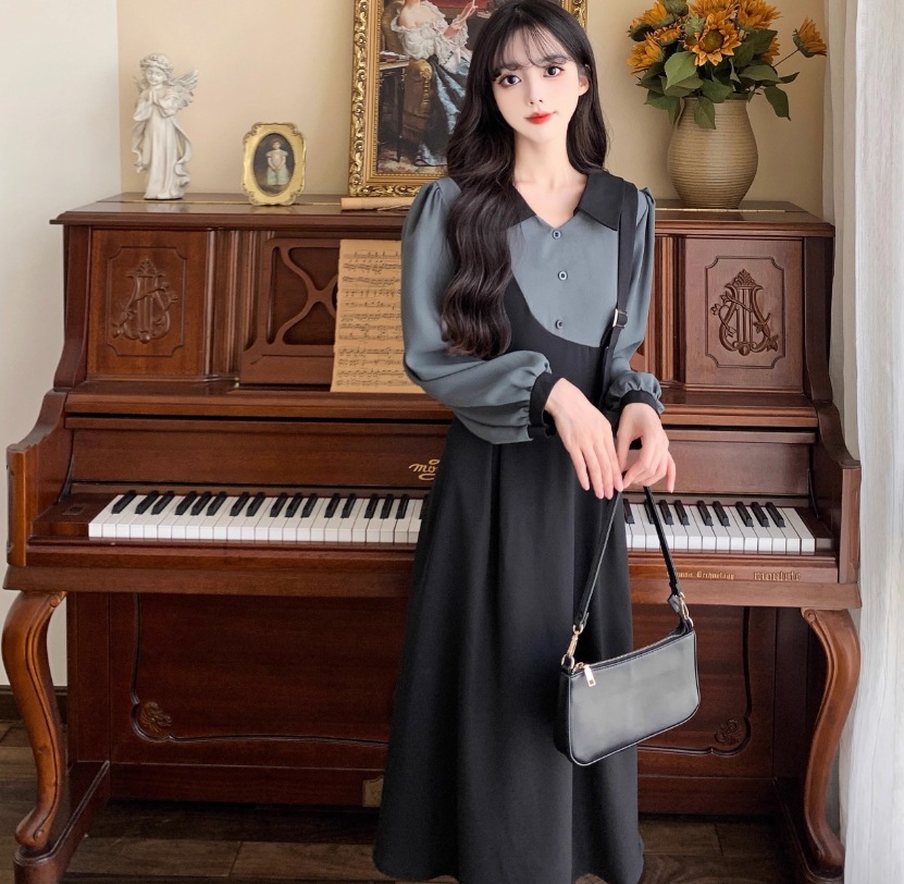 ワンピース フェイクツーピース シャツワンピース ワンピドレス ミモレ ミモレ丈 長袖 Vネック 襟付き フレア アシンメトリー 切り替えデザイン ボタン 大人可愛い きれいめ シンプル カジュアル ワンピース フェイクツーピース シャツワンピース ワンピドレス ミモレ ミモレ丈 長袖 Vネック 襟付き フレア アシンメトリー 切り替えデザイン ボタン 大人可愛い きれいめ シンプル カジュアル