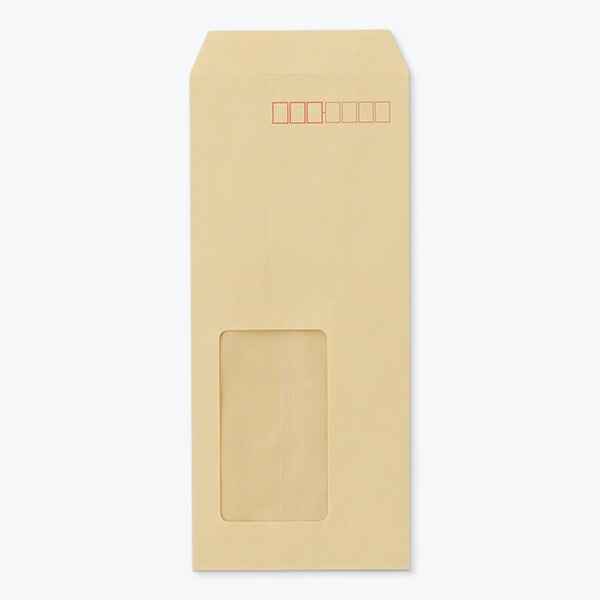 [ケース販売] 山櫻 封筒 長4 窓付 中貼 A11W クラフトCoC 紙厚70g 郵便枠入 1,000枚 / セロ窓 B5三折用 茶封筒 無地 郵便番号枠あり 00564042-1000