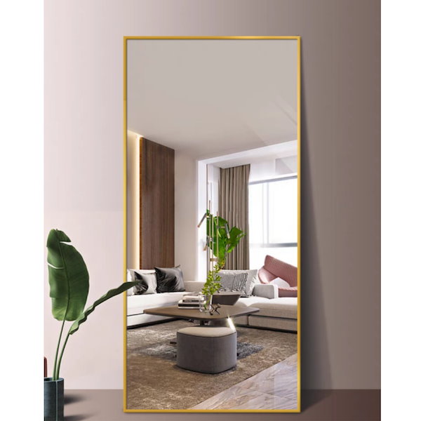全身鏡  160cmx100cm  スタンドミラー 姿見鏡壁付けミラー　ゴールド 全身鏡 大型 直角 160cmx100cm スタンドミラー ゴールド 1968