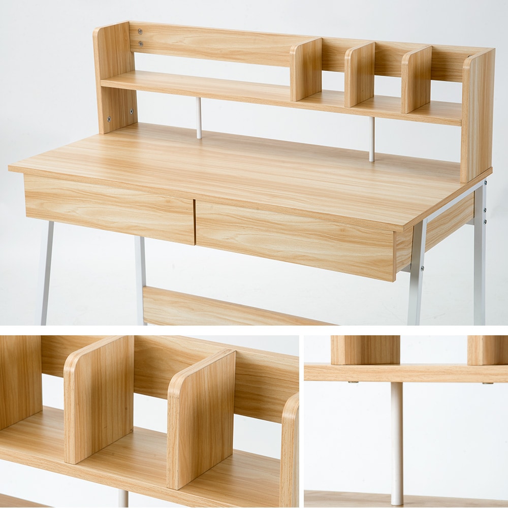【国内発送】186【301556AAAオフィスチェア+パソコンデスク セット】 【ナチュラル】パソコンデスク 引き出し付き　収納台　ミシン台 学習机 勉強机