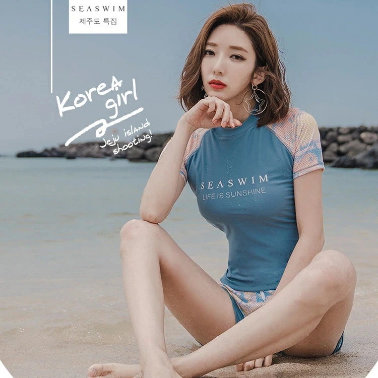 レディース 水着 水着セット ラッシュガード 半袖 スポーティー フィットネス 水着 2点セット セパレート タンキニ トップス ショートパンツ 半袖 夏 韓国風 水着 レディース フィットネス