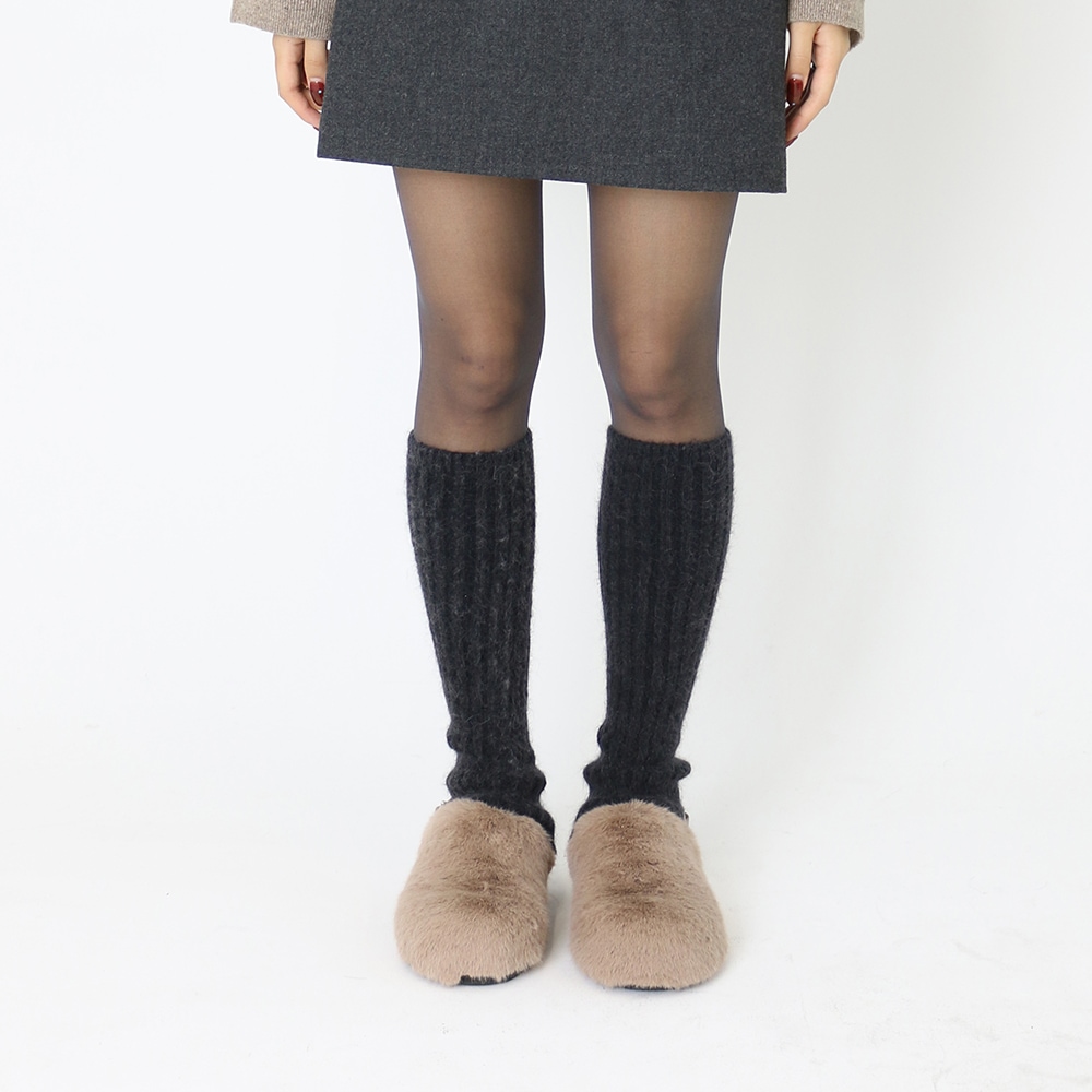 Mink Fur Clog Mule beige