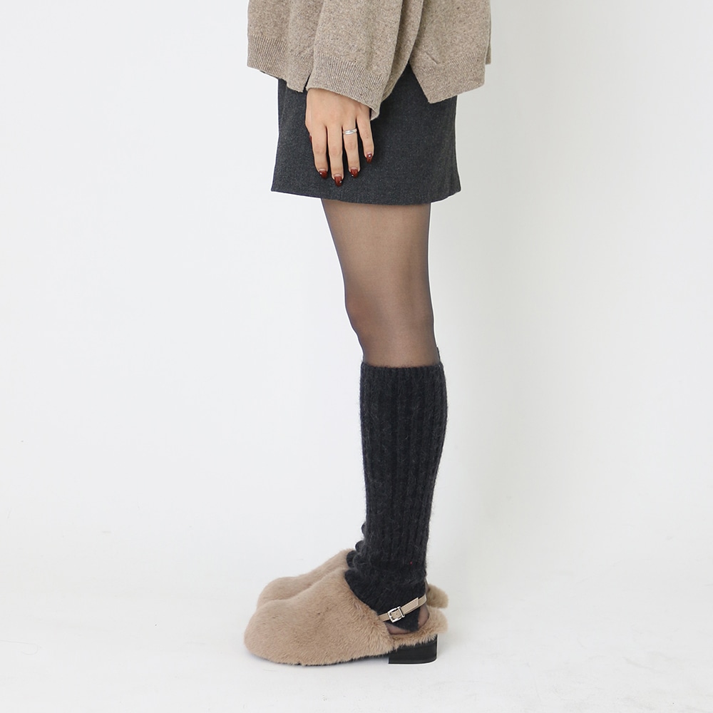 Mink Fur Clog Mule beige