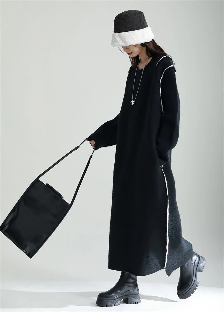 ワンピースドレスニットワンピ母の日 ベ一シックニット ドレス 2024人気新作ブランドクルーネックニットワンピース冬ロングレディースセーター韓国ファッション秋服ゆったり着痩せ効果 冬のワンピース