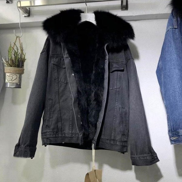 Qoo10] ファー付き コート レディース デニム