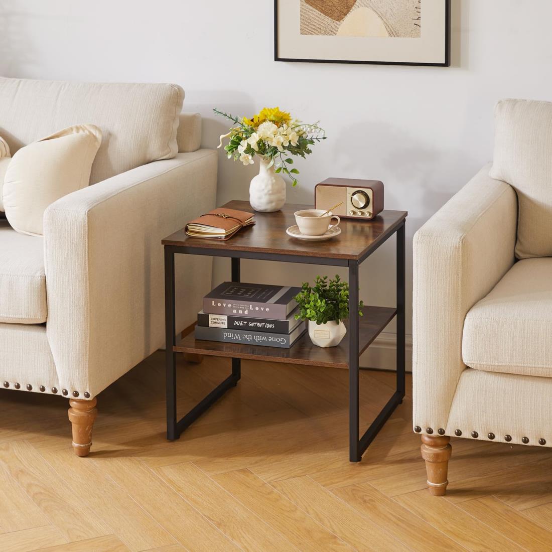 今がチャンステーブル サイドテーブルの幅50奥行50高さ50cm ベッドサイドテーブル ローテーブル 正方形 小型冷蔵庫ラック 調節可能な収納棚付き プリンタースタンド 素朴なブラウン YD-TM15 今がチャンステーブル サイドテーブルの幅50奥行50高さ50cm ベッドサイドテーブル ローテーブル 正方形 小型冷蔵庫ラック 調節可能な収納棚付き プリンタースタンド 素朴なブラウン YD-TM15