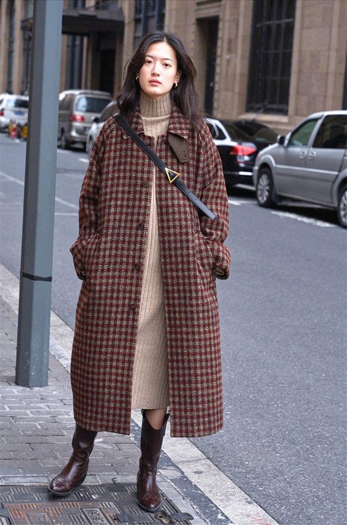 レディースステンカラーコート レディース 冬 ロング ロングコート チェック柄 アウター 定番 おしゃれ ファッション 可愛い 大人 通勤 通学 普段着 秋冬 冬服 暖かい ハイネック 2way 防風