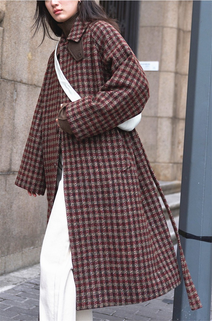 レディースステンカラーコート レディース 冬 ロング ロングコート チェック柄 アウター 定番 おしゃれ ファッション 可愛い 大人 通勤 通学 普段着 秋冬 冬服 暖かい ハイネック 2way 防風