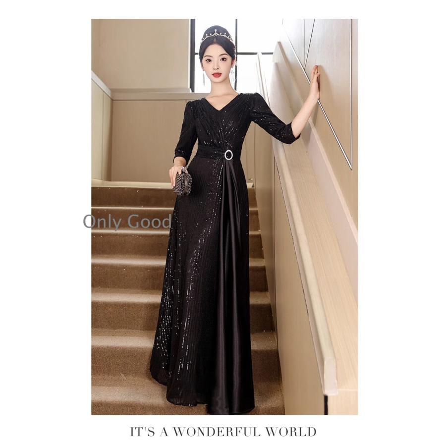 パーティードレス 結婚式 ワンピース 大きいサイズ 袖あり ロングワンピース 膝丈 お呼ばれ ドレス服装服女性 二次会 親族 20代 30代 40代 50代