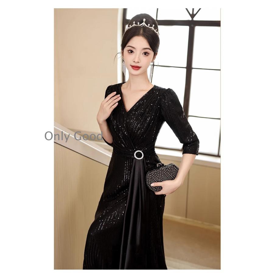 パーティードレス 結婚式 ワンピース 大きいサイズ 袖あり ロングワンピース 膝丈 お呼ばれ ドレス服装服女性 二次会 親族 20代 30代 40代 50代