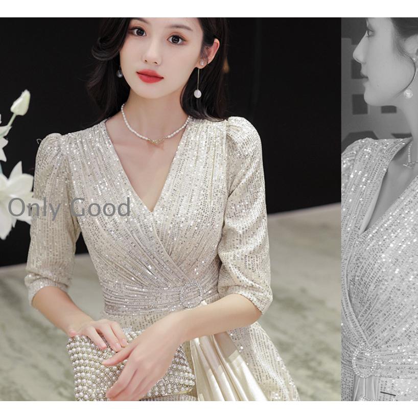 パーティードレス 結婚式 ワンピース 大きいサイズ 袖あり ロングワンピース 膝丈 お呼ばれ ドレス服装服女性 二次会 親族 20代 30代 40代 50代